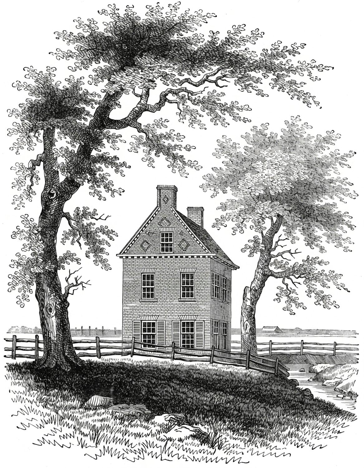Engraving of the house at Rancocas